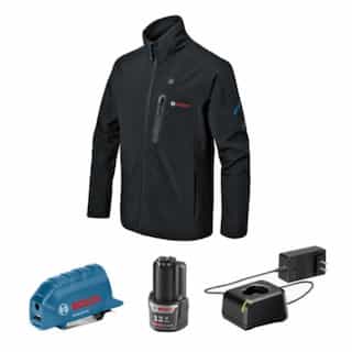 Large Heated Jacket Kit w/ Portable Power Adapter & Battery, 12V