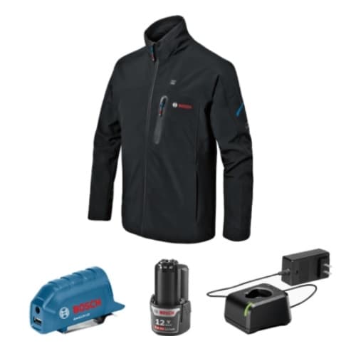 Bosch 2XL Heated Jacket Kit w/ Portable Power Adapter & Battery, 12V