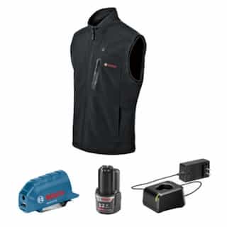X-Large Heated Vest Kit w/ Portable Power Adapter & Battery, 12V