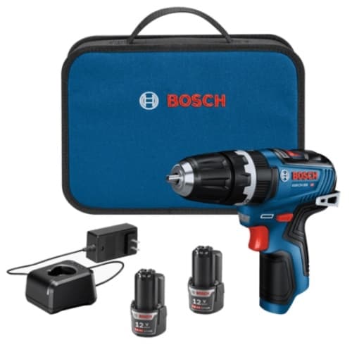 Bosch 3/8-in Brushless Hammer Drill/Driver Kit w/ Batteries, 12V 