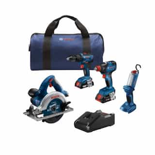 Bosch Combo Kit w/ Worklight, Saw, Impact Driver, Hammer Drill & Driver, 18V