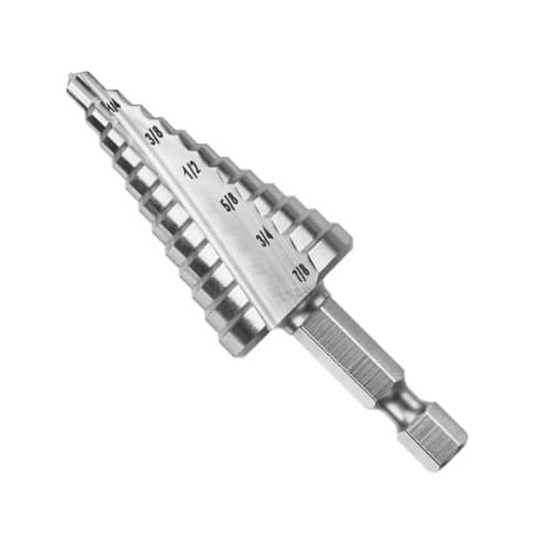 3/16-in to 7/8-in Impact Tough Turbo Step Drill Bit, High-Speed Steel