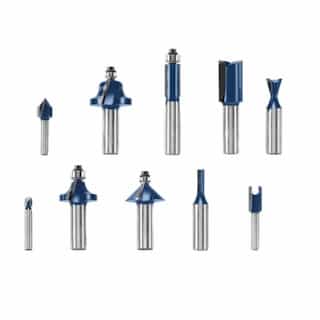 10 pc. All-Purpose Router Bit Set, 1/2-in & 1/4-in Shank