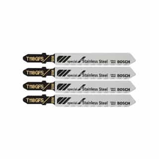 3-1/4-in Jig Saw Blade, T-Shank, Stainless Steel, 36 TPI, 5 Pack