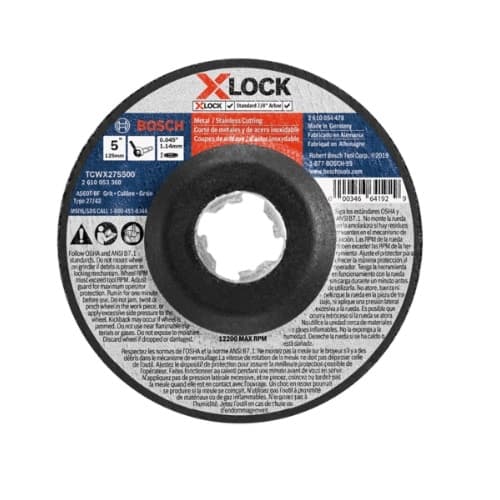 Bosch 5-in X-LOCK Abrasive Wheel, Stainless/Metal, Type 27A, 60 Grit