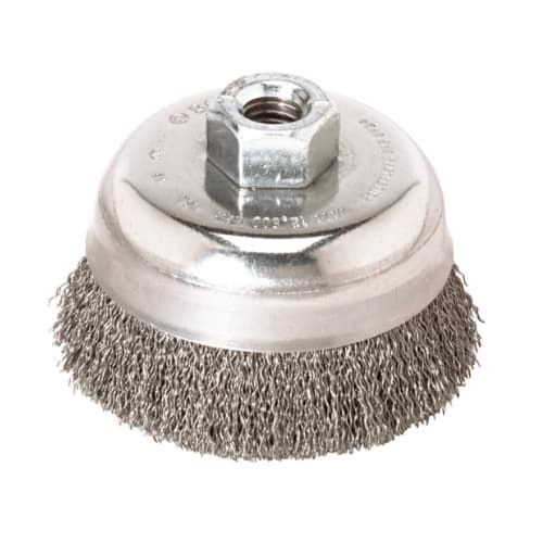 3-in Cup Brush, Crimped, Carbon Steel