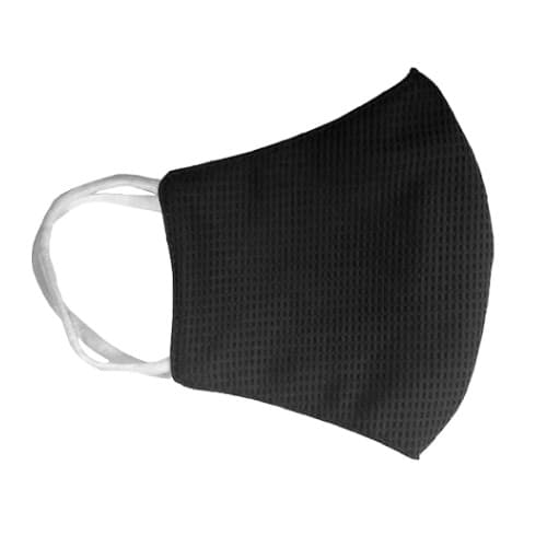 Reusable 3-Ply PPE Antimicrobial Cloth Face Mask, Elastic Strap, Black