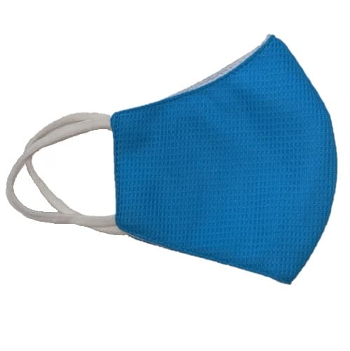 Reusable 3-Ply PPE Antimicrobial Cloth Face Mask, Elastic Strap, Blue