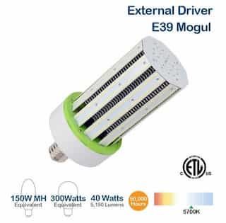NovaLux 40W LED Corn Bulb, 150W MH Replacement, 5200 Lumens, 5700K