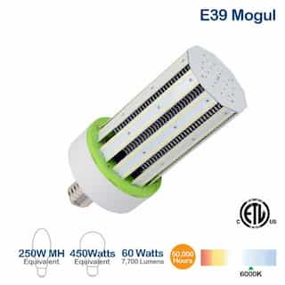 60W LED Corn Bulb, E39 Base, 7700 Lumens, 6000K, 450W Equivalent