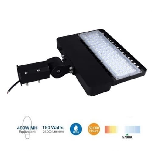 150W Shoebox Area Light, 400W MH/HID Retrofit, 21000 Lumens, DLC