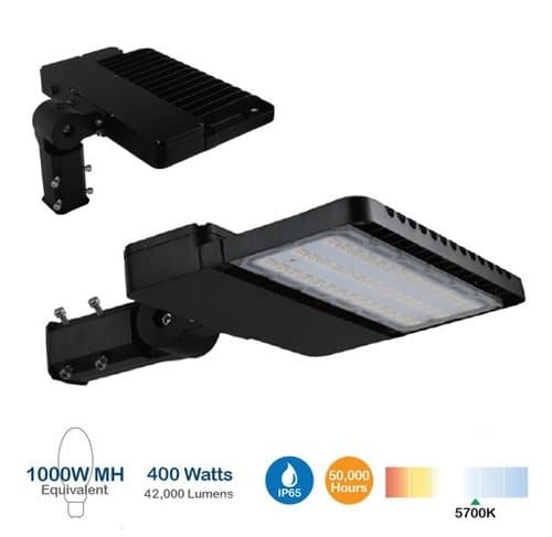 300W Shoebox Area Light, 1000W MH/HID Retrofit, 42000 Lumens, Photocell