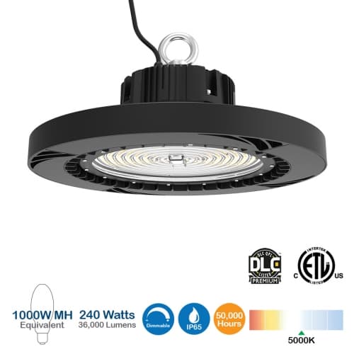 240W LED UFO High Bay, 1000W HID Replacement, 36000 Lumens, 5000K