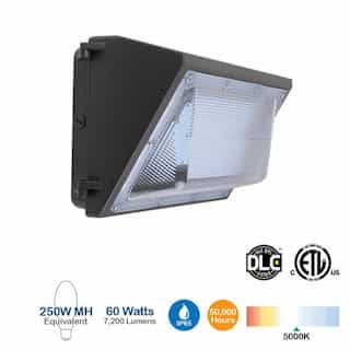 60W LED Wall Pack - Semi Cut Off, 7200 Lumens, 5000K, 250W Equivalent