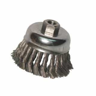 Anchor Knot Wire Cup Brush, 3 1/2 in Dia., 5/8-11 Arbor, .02 in Carbon Steel