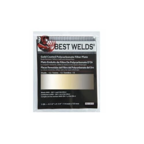 Best Welds 5.25 x 4.5" Polycarbonate Filter Plate, Gold Coated