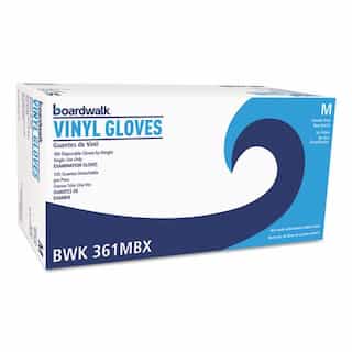 Boardwalk Medium Exam Vinyl Gloves, 3-3/5ml, Clear 1000-Count 