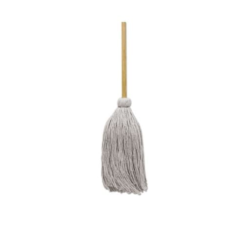 White, Cotton Cut-End Deck Mop Head With Handle-#16