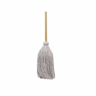 White, Cotton Cut-End Deck Mop Head With Handle-#24