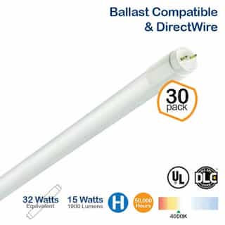 Bymea 15W 4-Ft T8 LED Hybrid Tube (32W Fluorescent Replacement), 4000K