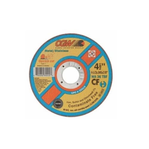 CGW Abrasives 4.5-in Quickie Cut Wheel, 36 Grit, White Aluminum Oxide