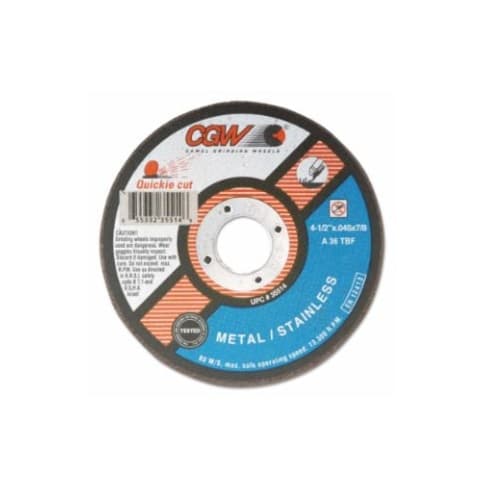 CGW Abrasives 5-in Quickie Cut Extra Thin Cutting Wheel, 36 Grit, Aluminum Oxide