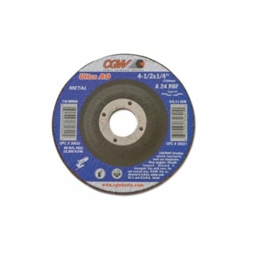 CGW Abrasives 7-in Depressed Center Grinding Wheel, 24 Grit, Aluminum Oxide, S Bond