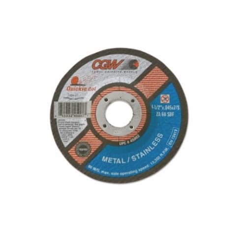 CGW Abrasives 5-in Quickie Cut Depressed Center Cutting Wheel, 60 Grit, Zirconia and Aluminum Oxide