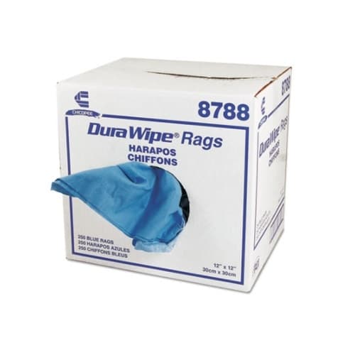 DuraWipe Medium-Duty Absorbent Creped Blue Towels 12X12