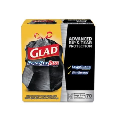 Clorox 30 Gal. GLAD Large Drawstring Trash Bags w ForceFlex PLUS, Black