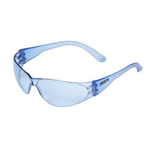 Checklite Hard Coat Safety Glasses, Polycarbonate, Light Blue Lens & Frame