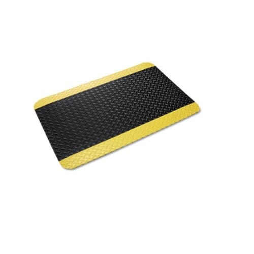 Black and Yellow Industrial Deck Plate Anti-Fatigue Mat 36X60X9/16