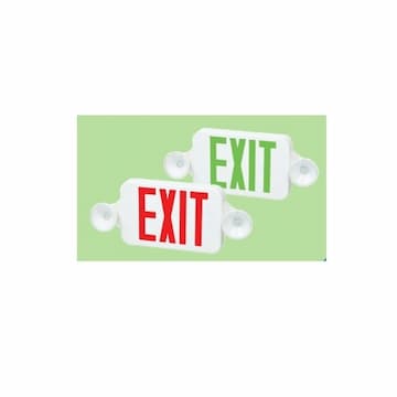 18" LED Exit Combo w/ Battery Backup, Green Letters