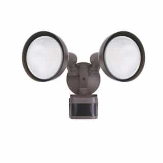 Dual Head Screw-In Security Light Fixture w/ Motion Sensor, 270 Degree, E26, Bronze