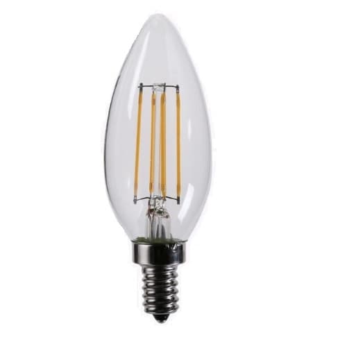 2W LED Filament Bulb, Torpedo Tip, Dimmable, E12, 200 lm, 120V, 2700K