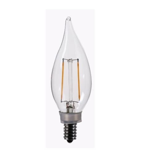 CyberTech 2W LED Filament Bulb, Flame Tip, Dimmable, E12, 200 lm, 2700K, Bulk