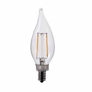 2W LED Filament Bulb, Torpedo Tip, Dimmable, E12, 200 lm, 120V, 2700K, Pack of 2