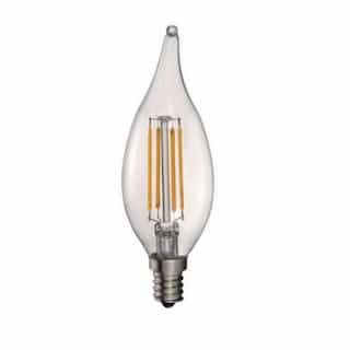 CyberTech 5W LED Filament Bulb, Flame Tip, Dimmable, E12, 440 lm, 120V, 2700K