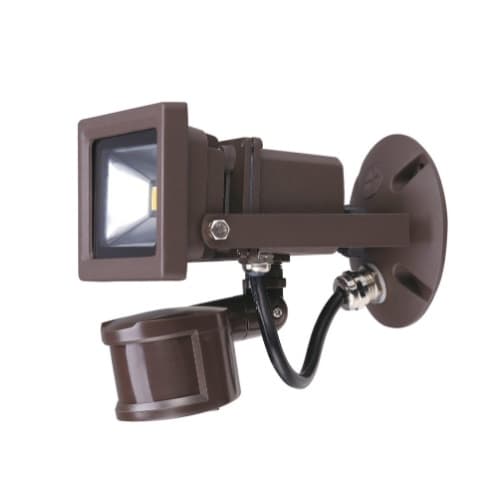 CyberTech 10W Security Flood Light w/ Motion Sensor & Photocell, 700 lm, 5000K, Bronze