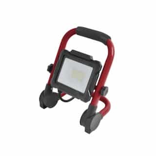 CyberTech 20W LED Work Light w/ 5-ft Cord & Magnetic Base, 2000 lm, 120V, 5000K, Red
