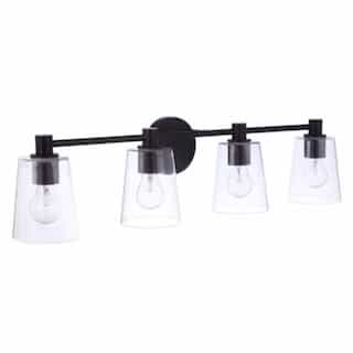 Emilio Vanity Light Fixture w/o Bulbs, 4 Lights, E26, Flat Black