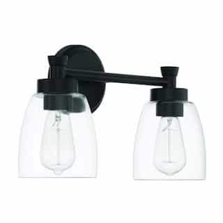 Henning Vanity Light Fixture w/o Bulbs, 2 Lights, E26, Flat Black