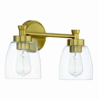 Henning Vanity Light Fixture w/o Bulbs, 2 Lights, E26, Satin Brass
