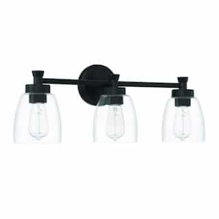 Henning Vanity Light Fixture w/o Bulbs, 3 Lights, E26, Flat Black