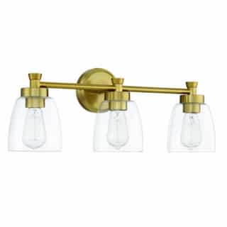 Craftmade Henning Vanity Light Fixture w/o Bulbs, 3 Lights, E26, Satin Brass