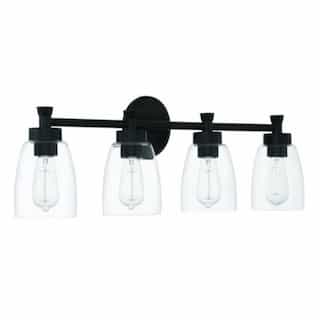 Henning Vanity Light Fixture w/o Bulbs, 4 Lights, E26, Flat Black