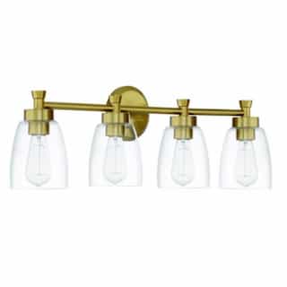 Henning Vanity Light Fixture w/o Bulbs, 4 Lights, E26, Satin Brass