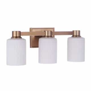 Bretton Vanity Light Fixture w/o Bulbs, 3 Lights, E26, Satin Brass