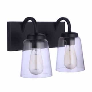 Elsa Vanity Light Fixture w/o Bulbs, 2 Lights, E26, Flat Black