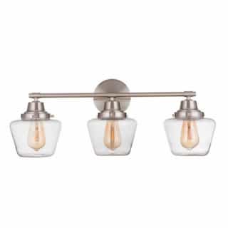 Essex Vanity Light Fixture w/o Bulbs, 3 Lights, E26, Polished Nickel